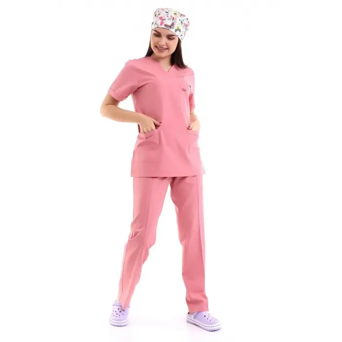 Zarf Yaka Kadın Takım - 5526 Gül Kurusu