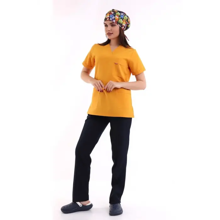 Zarf Yaka Kadın Takım - Hardal Lacivert