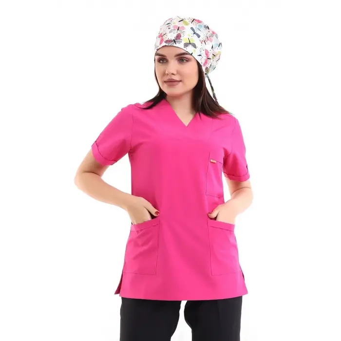 Zarf Yaka Kadın Tek Üst - 15 Fuşya Pembe