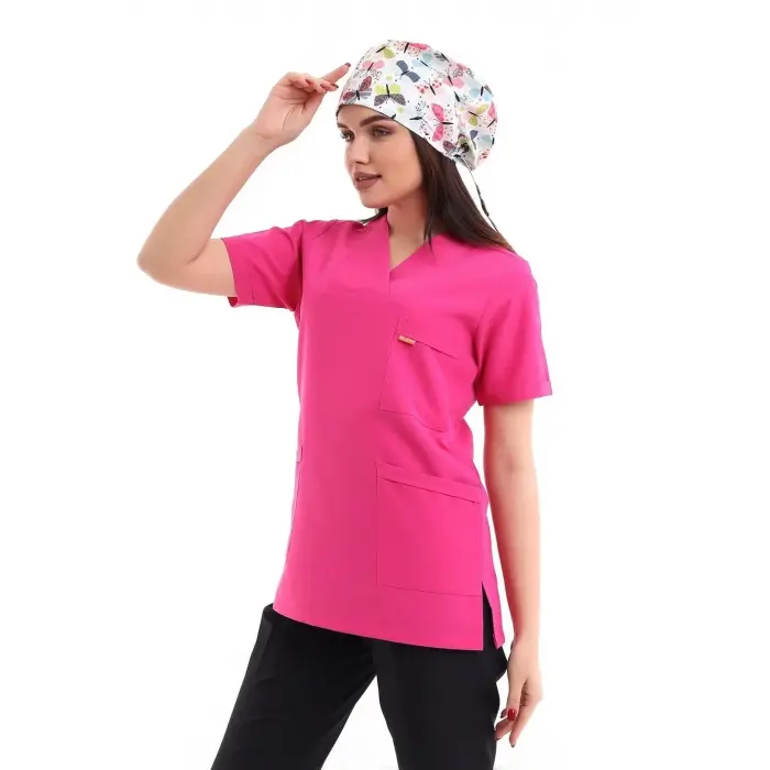 Zarf Yaka Kadın Tek Üst - 15 Fuşya Pembe