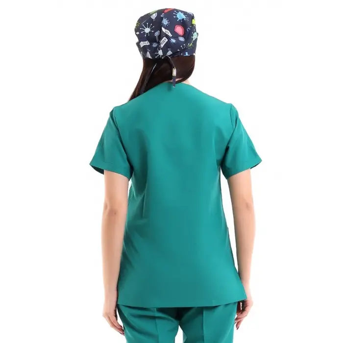 Zarf Yaka Kadın Tek Üst - 30 Ameliyathane Yeşili