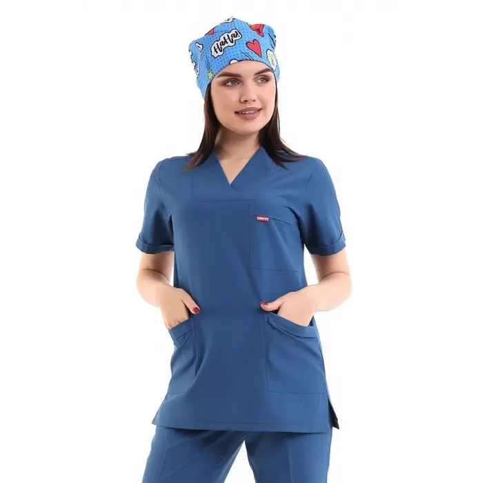 Zarf Yaka Kadın Tek Üst - 37 Petrol Mavi