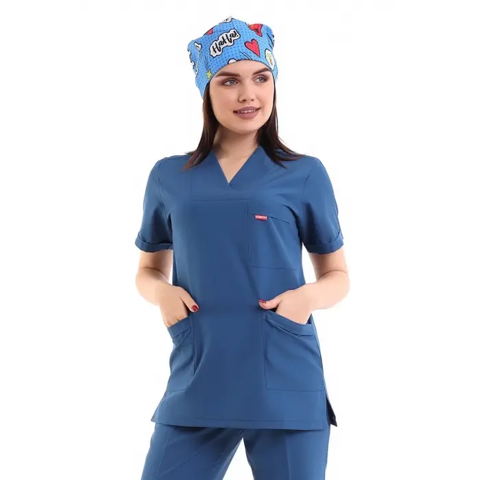 Zarf Yaka Kadın Tek Üst - 37 Petrol Mavi