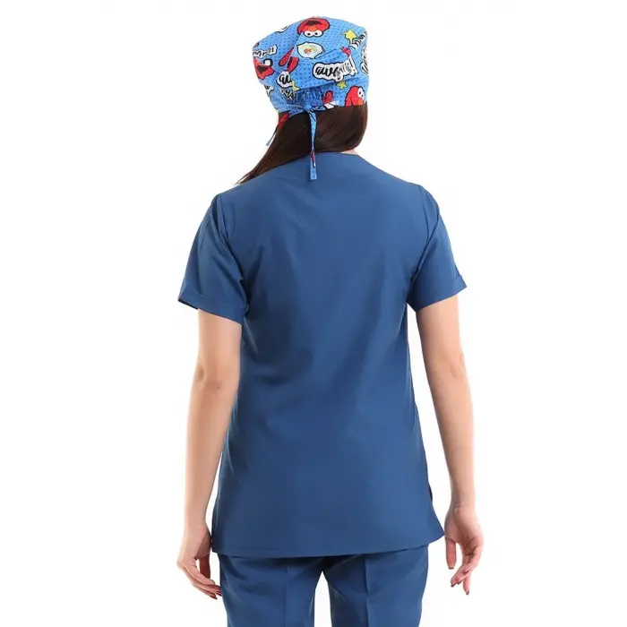 Zarf Yaka Kadın Tek Üst - 37 Petrol Mavi