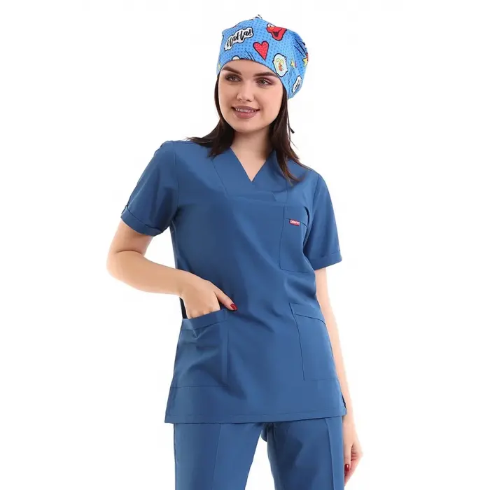 Zarf Yaka Kadın Tek Üst - 37 Petrol Mavi