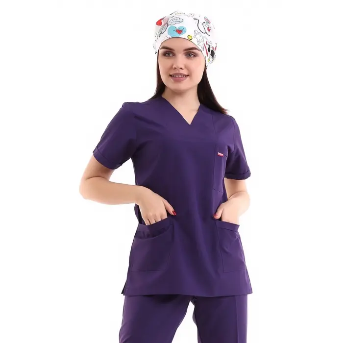 Zarf Yaka Kadın Tek Üst - 61 Koyu Mor