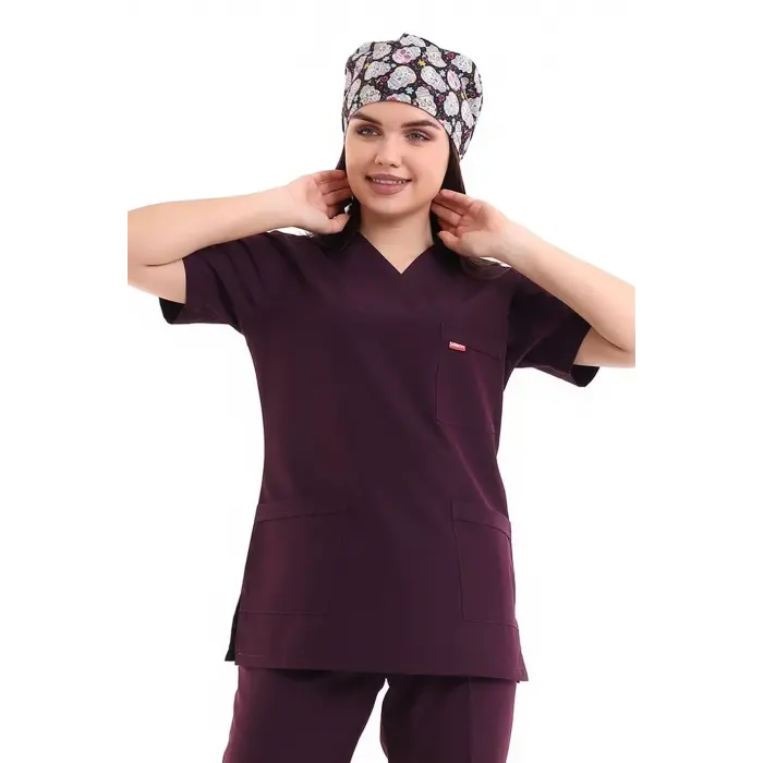 Zarf Yaka Kadın Tek Üst - 64 Mürdüm