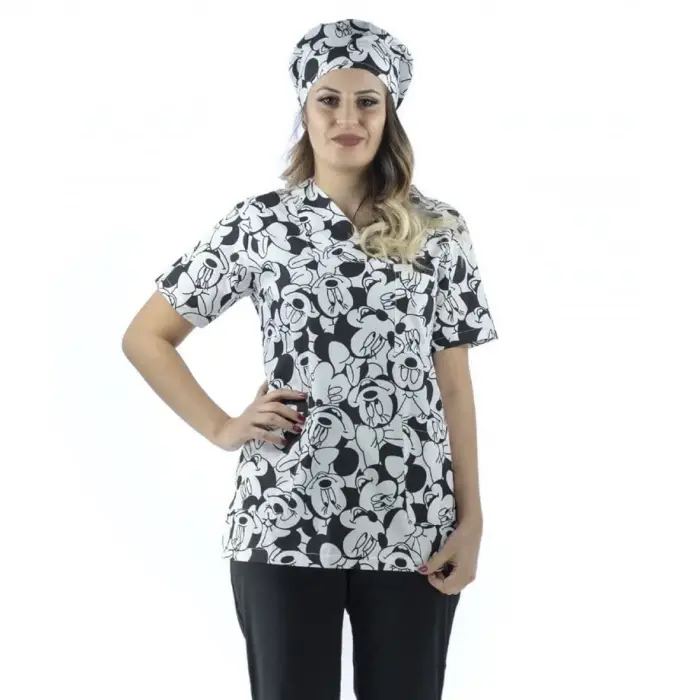 Zarf Yaka Unisex Desenli Üst - 1001 Mick Mause