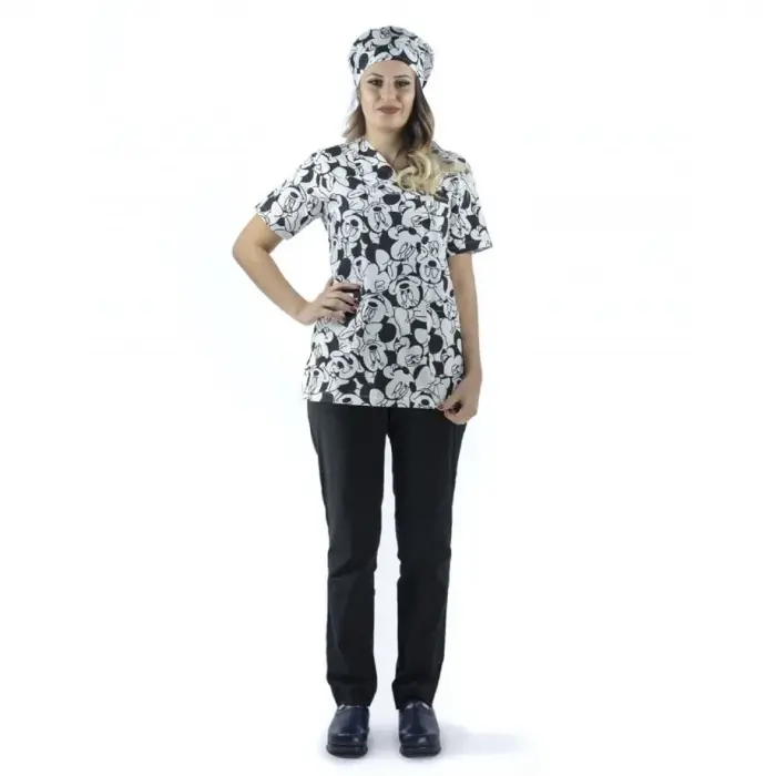 Zarf Yaka Unisex Desenli Üst - 1001 Mick Mause