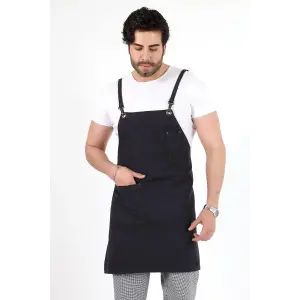 Barista Askılı Önlük Tek Cepli - Füme