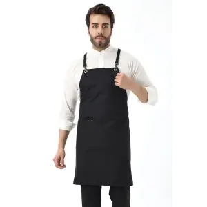 Barista Askılı Önlük Tek Cepli - Siyah