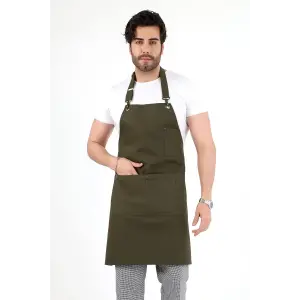 Barista Boyundan Askılı Önlük Çift Cepli - Yeşil