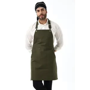 Barista Boyundan Askılı Önlük Kanguru Cepli - Yeşil