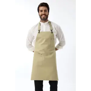 Barista Boyundan Askılı Önlük Tek Cepli - Bej