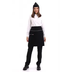 Bel Önlük - Siyah Beyaz Biye