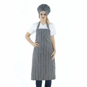 Desenli Askılı Önlük - 3004 Beyaz Çizgi