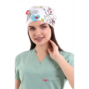 Dijital Unisex Desenli Bone - 6503 Beyaz Stetoskop