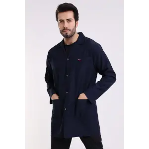 Doktor Öğretmen Erkek Önlük Ara Boy Ceket Yaka - 47 Lacivert