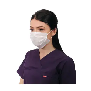 İnce Lastikli Cerrahi Maske 50 Li - Beyaz - Standart