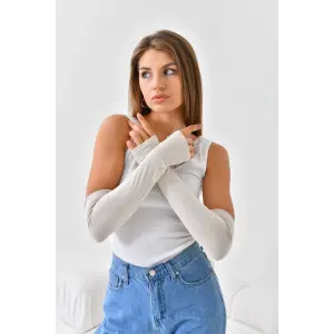 Parmak Detaylı Lastikli Kolluk - Bej