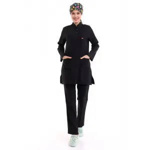 Soft Likralı Tesettür Forma Takım İki Çıtçıt - 6403 Siyah Soft