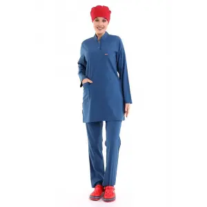 Soft Likralı Tesettür Forma Takım İki Çıtçıt - 6408 Petrol Mavi Soft