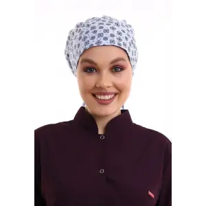 Tesettür Bone - 2301 Mavi Kilim Desenli