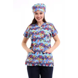 Yarasa Kol Dijital Unisex Desenli Üst - 6530 Deniz Canlıları