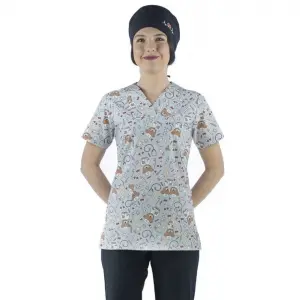 Zarf Yaka Desenli Üst - 3705 Doctor Ayıcık