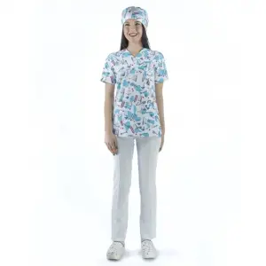 Zarf Yaka Desenli Üst - 4101 Smile Diş