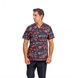 Zarf Yaka Erkek Desenli Üst - 4110 Kırmızı Kalpli