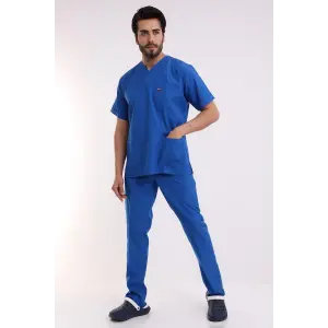 Zarf Yaka Erkek Likralı Takım - 6411 Saks Mavi