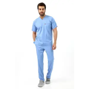 Zarf Yaka Erkek Likralı Takım - 6413 Açık Mavi