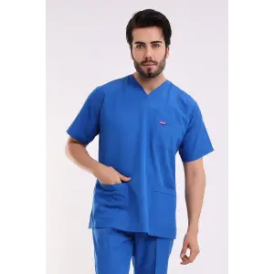 Zarf Yaka Erkek Likralı Tek Üst - 6411 Saks Mavi