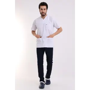 Zarf Yaka Erkek Takım - Beyaz Lacivert