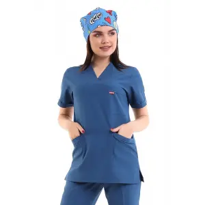 Zarf Yaka Kadın Tek Üst - 37 Petrol Mavi