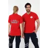 Acil Sağlık Yakalı Tshirt Kısa Kol Nakışlı - Kırmızı