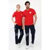 Acil Sağlık Yakalı Tshirt Kısa Kol Nakışlı - Kırmızı