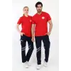 Acil Sağlık Yakalı Tshirt Kısa Kol Nakışlı - Kırmızı