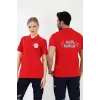 Acil Sağlık Yakalı Tshirt Kısa Kol Nakışlı - Kırmızı