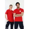 Acil Sağlık Yakalı Tshirt Kısa Kol Nakışlı - Kırmızı