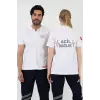 Acil Sağlık Yakalı Unisex Tshirt Kısa Kol Nakışlı - Beyaz