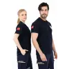 Acil Sağlık Yakalı Unisex Tshirt Kısa Kol Nakışlı - Lacivert