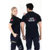 Acil Sağlık Yakalı Unisex Tshirt Kısa Kol Nakışlı - Lacivert