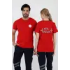 Acil Sağlık Yuvarlak Yaka Penye Kısa Kol Tshirt - Kırmızı