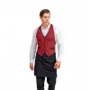 Askılı Yelekli Garson Önlüğü - 401 Kırmızı Kareli