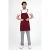 Barista Askılı Önlük Çift Cepli - Bordo