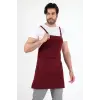 Barista Askılı Önlük Çift Cepli - Bordo