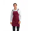 Barista Askılı Önlük Çift Cepli Deri Kemerli Bordo