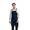 Barista Askılı Önlük Çift Cepli Deri Kemerli Lacivert